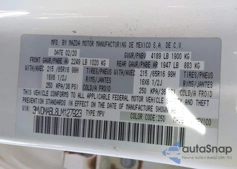 2020 Mazda Cx-30 from USA, damaged, VIN 3MVDMABL8LM127923